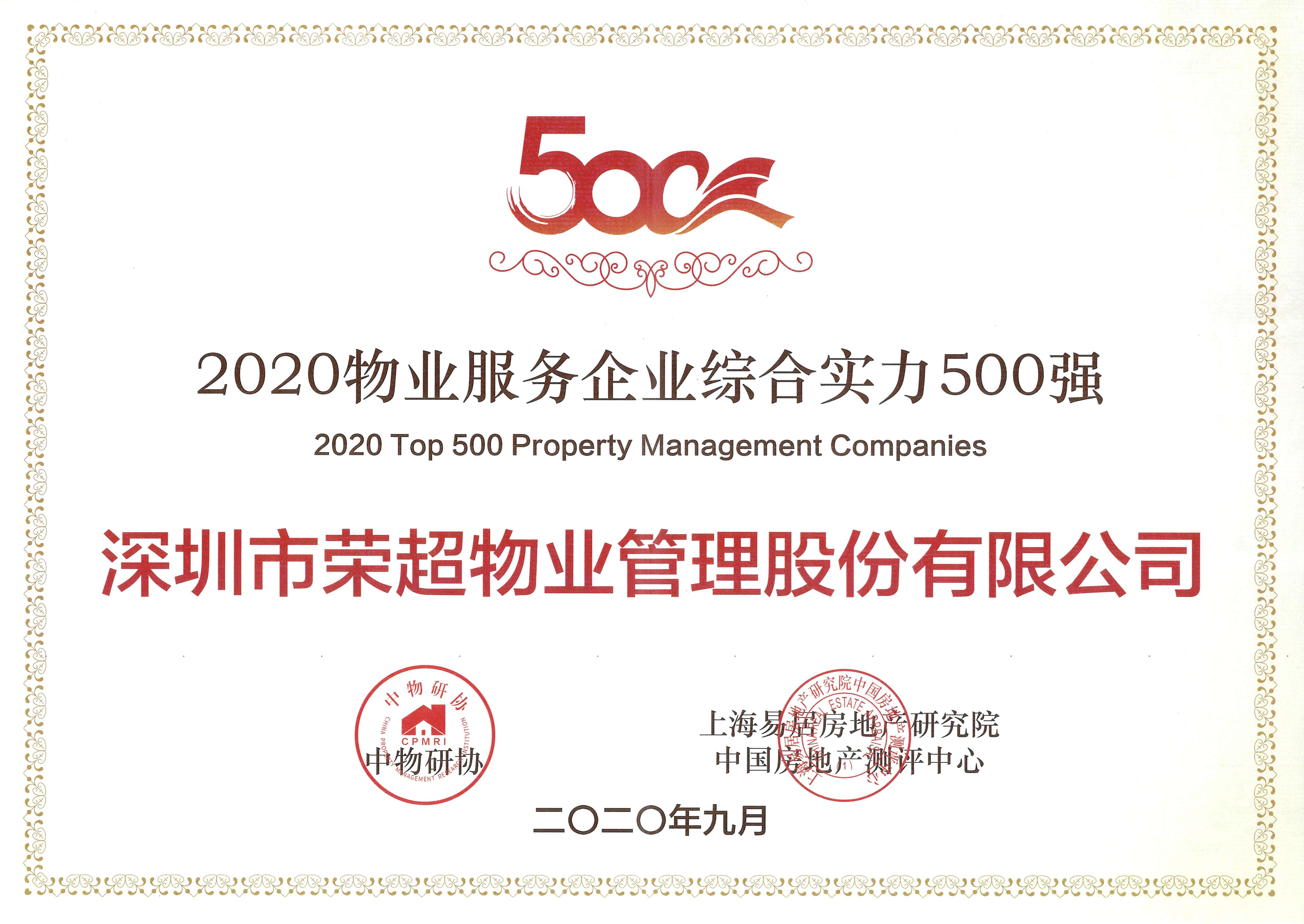 2020物業(yè)服務(wù)企業(yè)綜合實力500強(qiáng)